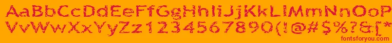Quinquefoliolate-Schriftart – Rote Schriften auf orangefarbenem Hintergrund