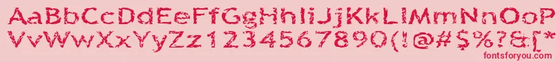 フォントQuinquefoliolate – ピンクの背景に赤い文字