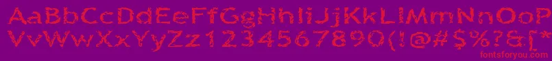 フォントQuinquefoliolate – 紫の背景に赤い文字