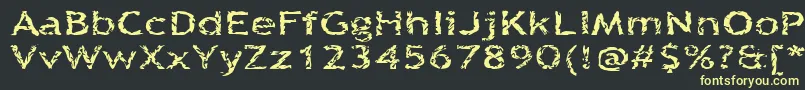 Quinquefoliolate-Schriftart – Gelbe Schriften auf schwarzem Hintergrund