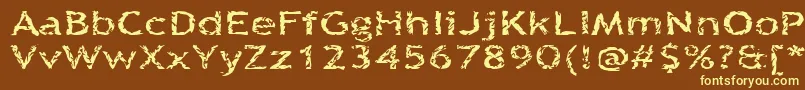 Quinquefoliolate-Schriftart – Gelbe Schriften auf braunem Hintergrund