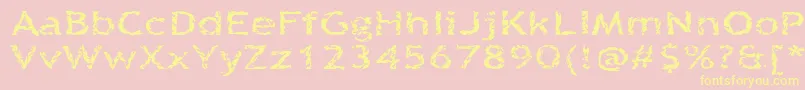 Quinquefoliolate-Schriftart – Gelbe Schriften auf rosa Hintergrund