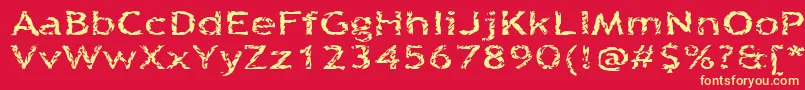Quinquefoliolate-Schriftart – Gelbe Schriften auf rotem Hintergrund