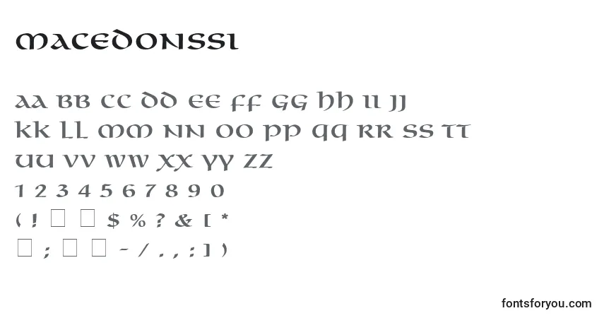 A fonte MacedonSsi – alfabeto, números, caracteres especiais