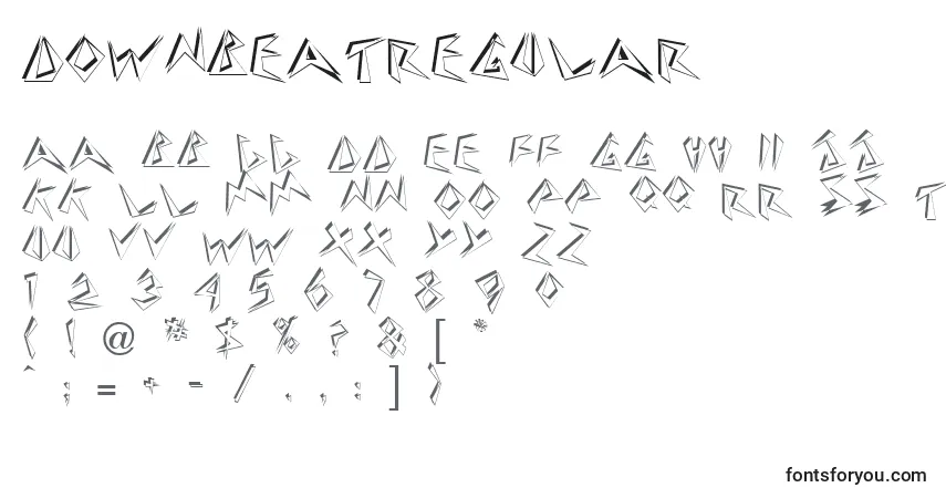 Czcionka DownbeatRegular – alfabet, cyfry, specjalne znaki