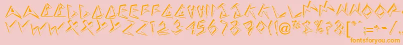 Fonte DownbeatRegular – fontes laranjas em um fundo rosa