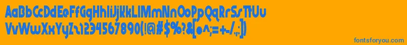 Czcionka Abraxeousnarrow – niebieskie czcionki na pomarańczowym tle