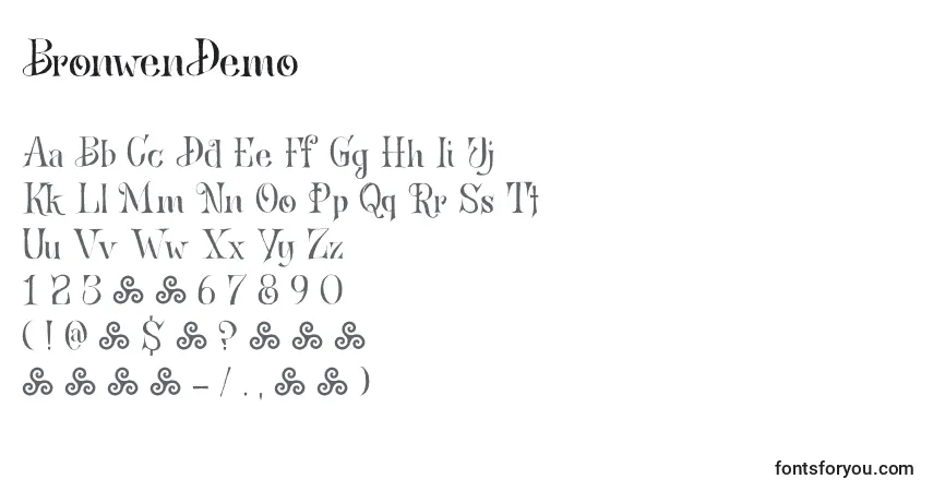 Schriftart BronwenDemo – Alphabet, Zahlen, spezielle Symbole