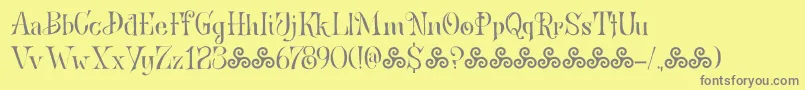 BronwenDemo-fontti – harmaat kirjasimet keltaisella taustalla