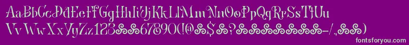 BronwenDemo-fontti – vihreät fontit violetilla taustalla