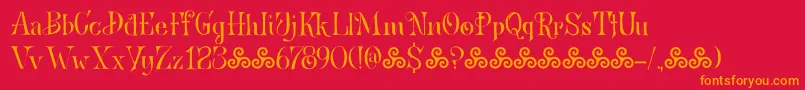 BronwenDemo-Schriftart – Orangefarbene Schriften auf rotem Hintergrund