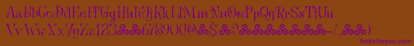 BronwenDemo-fontti – violetit fontit ruskealla taustalla