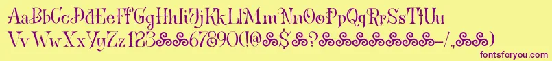 BronwenDemo-fontti – violetit fontit keltaisella taustalla