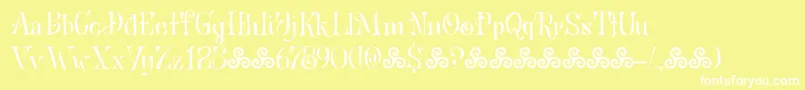 BronwenDemo-Schriftart – Weiße Schriften auf gelbem Hintergrund