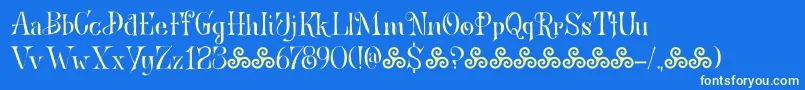 BronwenDemo-fontti – keltaiset fontit sinisellä taustalla