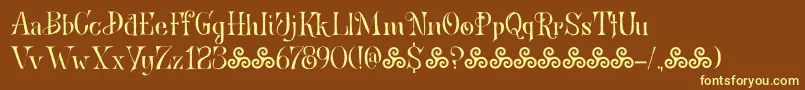 BronwenDemo-fontti – keltaiset fontit ruskealla taustalla