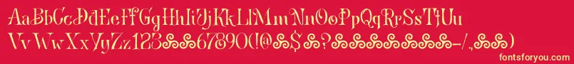 BronwenDemo-fontti – keltaiset fontit punaisella taustalla