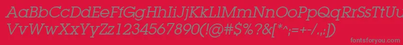 LugabookBookOblique Font – Gray Fonts on Red Background