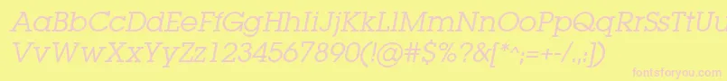 LugabookBookOblique Font – Pink Fonts on Yellow Background