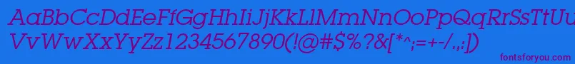 LugabookBookOblique Font – Purple Fonts on Blue Background