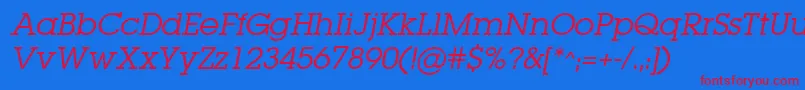 LugabookBookOblique Font – Red Fonts on Blue Background