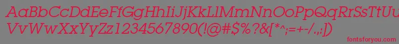 LugabookBookOblique Font – Red Fonts on Gray Background