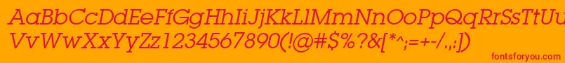 LugabookBookOblique Font – Red Fonts on Orange Background