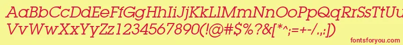LugabookBookOblique Font – Red Fonts on Yellow Background