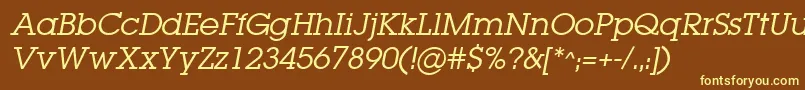 LugabookBookOblique Font – Yellow Fonts on Brown Background