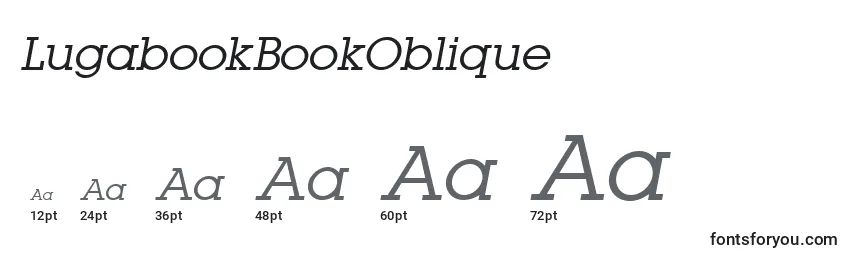 LugabookBookOblique-fontin koot