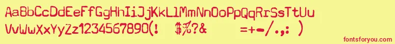 TypewriterA602DeadPostman2004 Font – Red Fonts on Yellow Background