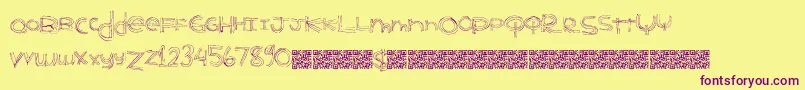 Benderlines Font – Purple Fonts on Yellow Background