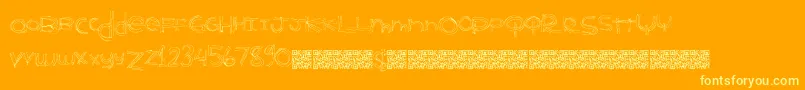 Benderlines-Schriftart – Gelbe Schriften auf orangefarbenem Hintergrund