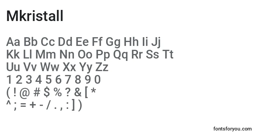 Mkristall Font – alphabet, numbers, special characters