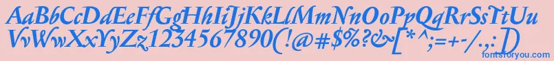 SerapionProBoldItalic Font – Blue Fonts on Pink Background