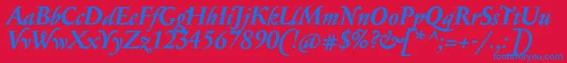 フォントSerapionProBoldItalic – 赤い背景に青い文字