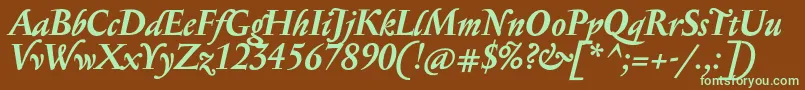 SerapionProBoldItalic Font – Green Fonts on Brown Background