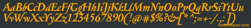 フォントSerapionProBoldItalic – 黒い背景にオレンジの文字