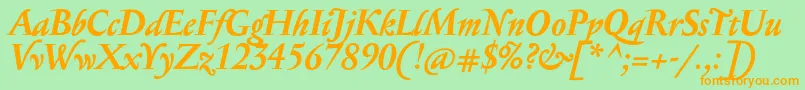 フォントSerapionProBoldItalic – オレンジの文字が緑の背景にあります。