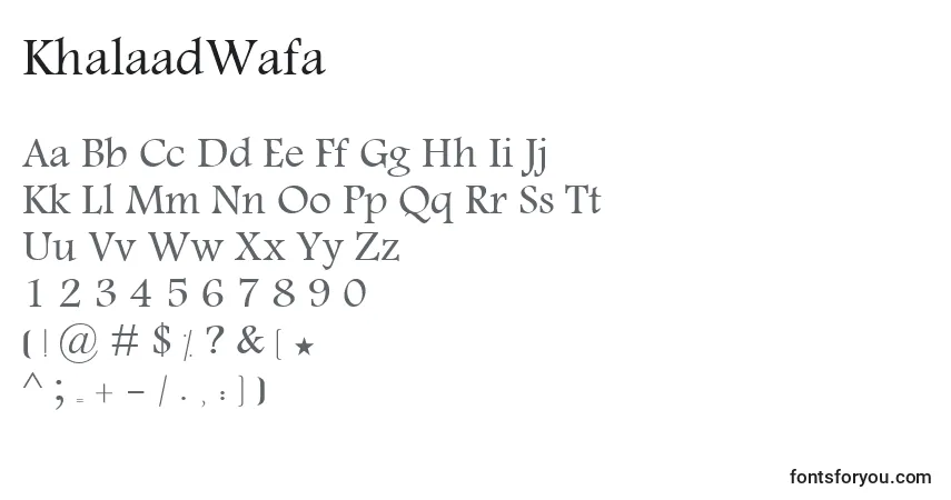 A fonte KhalaadWafa – alfabeto, números, caracteres especiais
