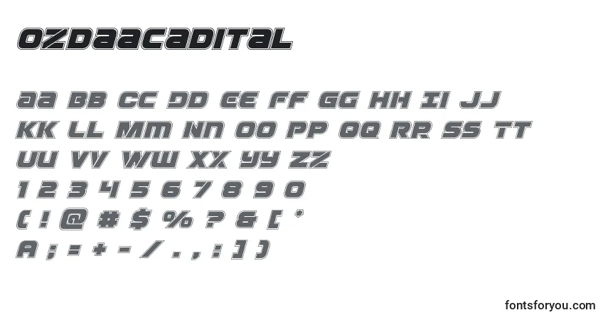 Schriftart Ozdaacadital – Alphabet, Zahlen, spezielle Symbole