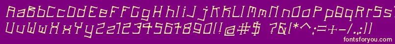 ArdeckItalic-fontti – keltaiset fontit violetilla taustalla