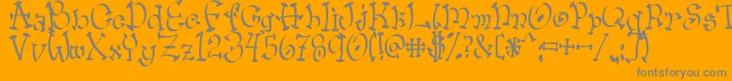 Wacko-Schriftart – Graue Schriften auf orangefarbenem Hintergrund