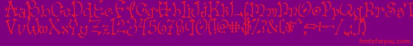 Fonte Wacko – fontes vermelhas em um fundo violeta