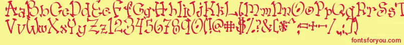 Wacko Font – Red Fonts on Yellow Background
