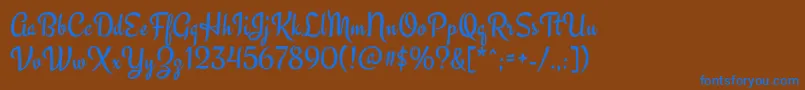 フォントEngagementRegular – 茶色の背景に青い文字