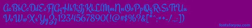 EngagementRegular Font – Blue Fonts on Purple Background