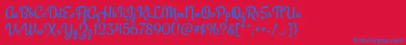 EngagementRegular-fontti – siniset fontit punaisella taustalla
