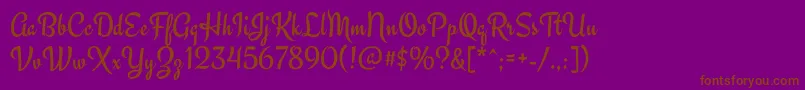 EngagementRegular-fontti – ruskeat fontit violetilla taustalla