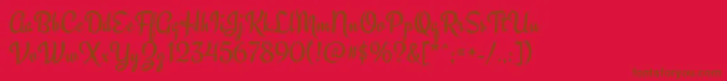 フォントEngagementRegular – 赤い背景に茶色の文字